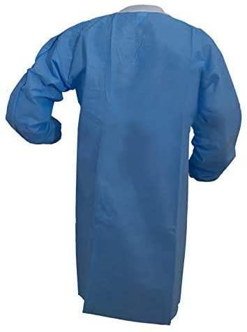 SurgiMac Dental District Medical Supply - High Performance SMS Disposable Blue Lab Coat With Knit Cuffs and Collar - Pack of 10 