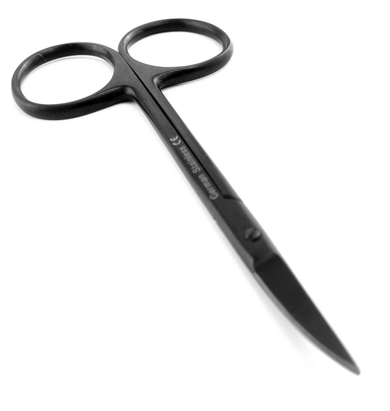SurgiMac Dental District Medical Supply - Iris Micro Dissecting Dental Lab Sharp Scissors, 4.5" (11.43cm) Fine Point Curved, Stainless Steel MacBlack 