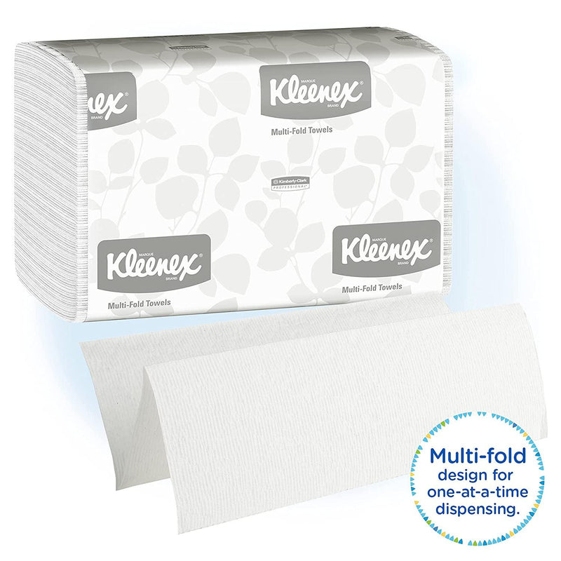 SurgiMac Dental District Medical Supply - Kleenex Multifold Paper Towels (01890), White, 16 Packs / Case, 150 Tri Fold Paper Towels / Pack, 2,400 Towels / Case 