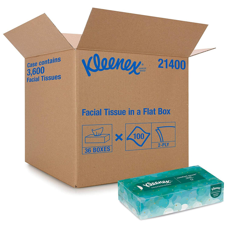 SurgiMac Dental District Medical Supply - Kleenex Professional Facial Tissue for Business (21400), Flat Tissue Boxes, 36 Boxes / Case, 100 Tissues / Box, 3,600 Tissues / Case 