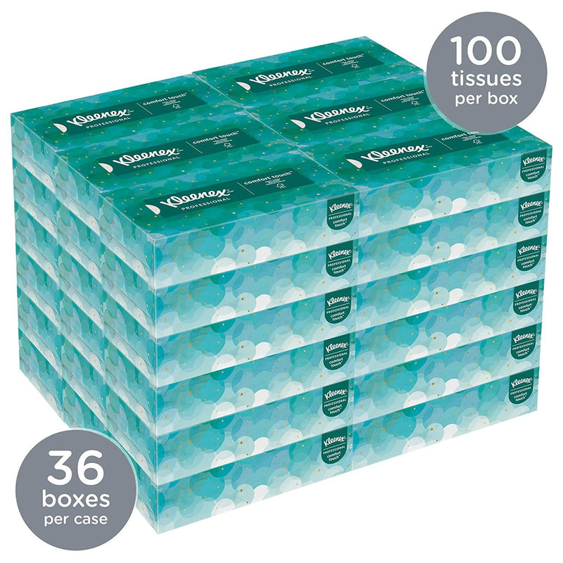 SurgiMac Dental District Medical Supply - Kleenex Professional Facial Tissue for Business (21400), Flat Tissue Boxes, 36 Boxes / Case, 100 Tissues / Box, 3,600 Tissues / Case 
