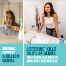 SurgiMac Dental District Medical Supply - Listerine Cool Mint Antiseptic Mouthwash for Bad Breath, Travel Size 3.2 oz - Pack of 12 