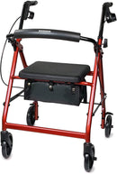 SurgiMac Dental District Medical Supply - McKesson Rollator Walker with Seat and Wheels, Lightweight, Aluminum, 300 lbs Weight Capacity, Red, 1 Count 