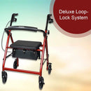 SurgiMac Dental District Medical Supply - McKesson Rollator Walker with Seat and Wheels, Lightweight, Aluminum, 300 lbs Weight Capacity, Red, 1 Count 