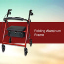 SurgiMac Dental District Medical Supply - McKesson Rollator Walker with Seat and Wheels, Lightweight, Aluminum, 300 lbs Weight Capacity, Red, 1 Count 