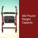 SurgiMac Dental District Medical Supply - McKesson Rollator Walker with Seat and Wheels, Lightweight, Aluminum, 300 lbs Weight Capacity, Red, 1 Count 
