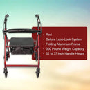 SurgiMac Dental District Medical Supply - McKesson Rollator Walker with Seat and Wheels, Lightweight, Aluminum, 300 lbs Weight Capacity, Red, 1 Count 