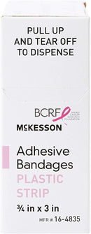 SurgiMac Dental District Medical Supply - McKesson Sterile Adhesive Plastic Bandages, Pink, Plastic, 0.75 x 3 inches, 100 Count, 1 Pack 