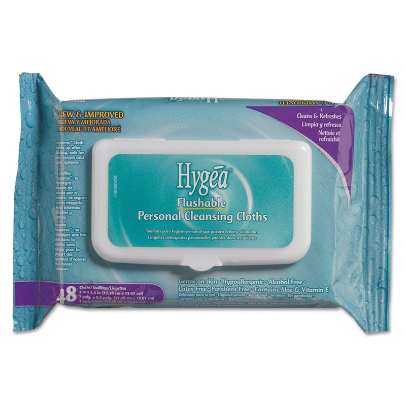 SurgiMac Dental District Medical Supply - PDI Healthcare A500F48 Hygea Flushable Personal Cleansing Cloths, 5.5" x 7" Size (576 Washcloths) 