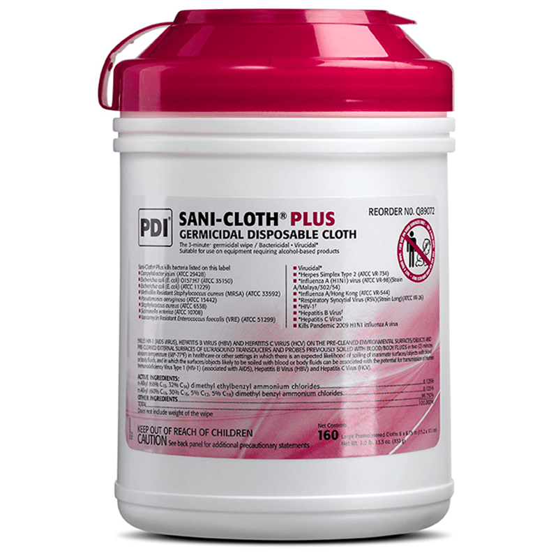 SurgiMac Dental District Medical Supply - PDI Sani-Cloth Plus - Large Germicidal Disposable Cloth - 160-Count Canister 