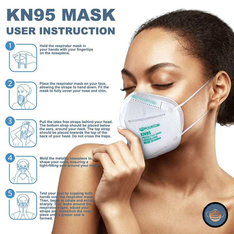 SurgiMac Dental District Medical Supply - Powecom KN95 Face Masks, Adult, One Size, 10 Per Pack 