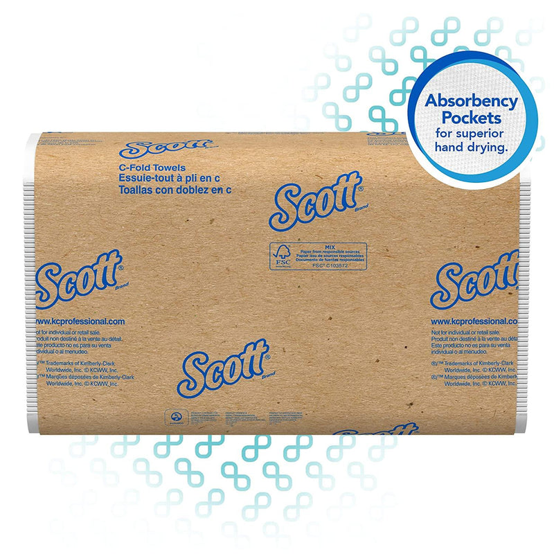 SurgiMac Dental District Medical Supply - Scott Essential C Fold Paper Towels (01510) with Fast-Drying Absorbency Pockets, 12 Packs / Case, 200 C Fold Towels / Pack 
