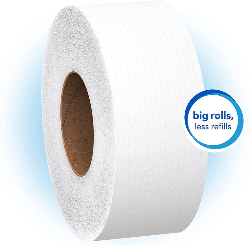 SurgiMac Dental District Medical Supply - Scott Essential Jumbo Roll JR. Commercial Toilet Paper (67805), 100% Recycled Fiber, 2-PLY, White, 12 Rolls / Case, 1000' / Roll 