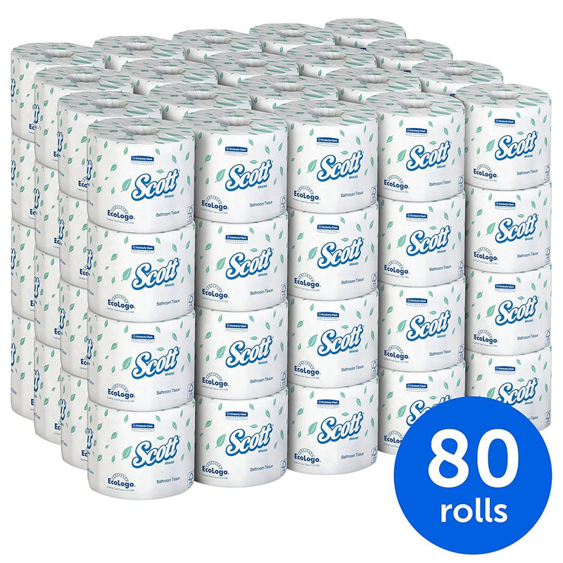 Scott Essential Professional Bulk Toilet Paper for Business (13607), Individually Wrapped Standard Rolls, 2-Ply, White, 20 Rolls/Convenience Case, 550