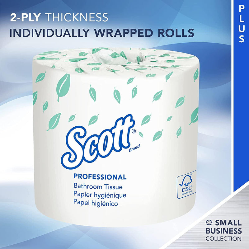 Scott Bulk Toilet Paper, Individually Wrapped Standard Rolls, 2-PLY, White,  80 Rolls per Case