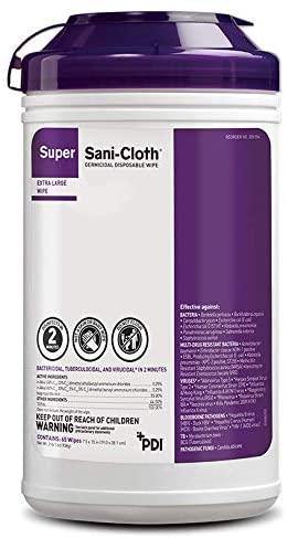 SurgiMac Dental District Medical Supply - Super Sani-Cloth Extra-Large Wipes (8" x 14"),  Q86984 