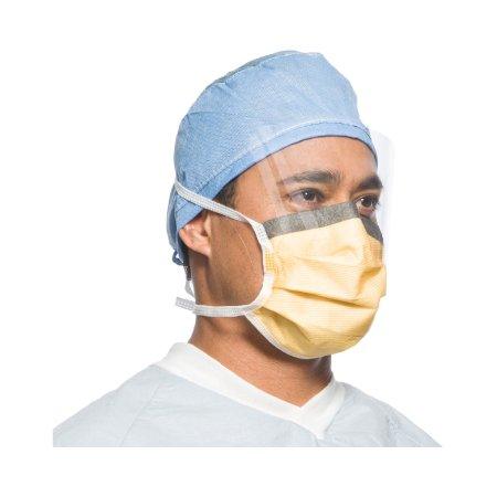 SurgiMac Dental District Medical Supply - Surgical Mask with Eye Shield FluidShield Anti-fog Foam Pleated Tie Closure (Box of 25) 