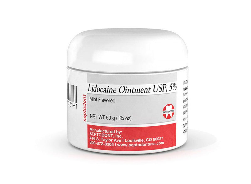 Septodont Lidocaine Ointment - USP 5% Mint Flavored Topical Anesthetic, 50 gm - SurgiMac